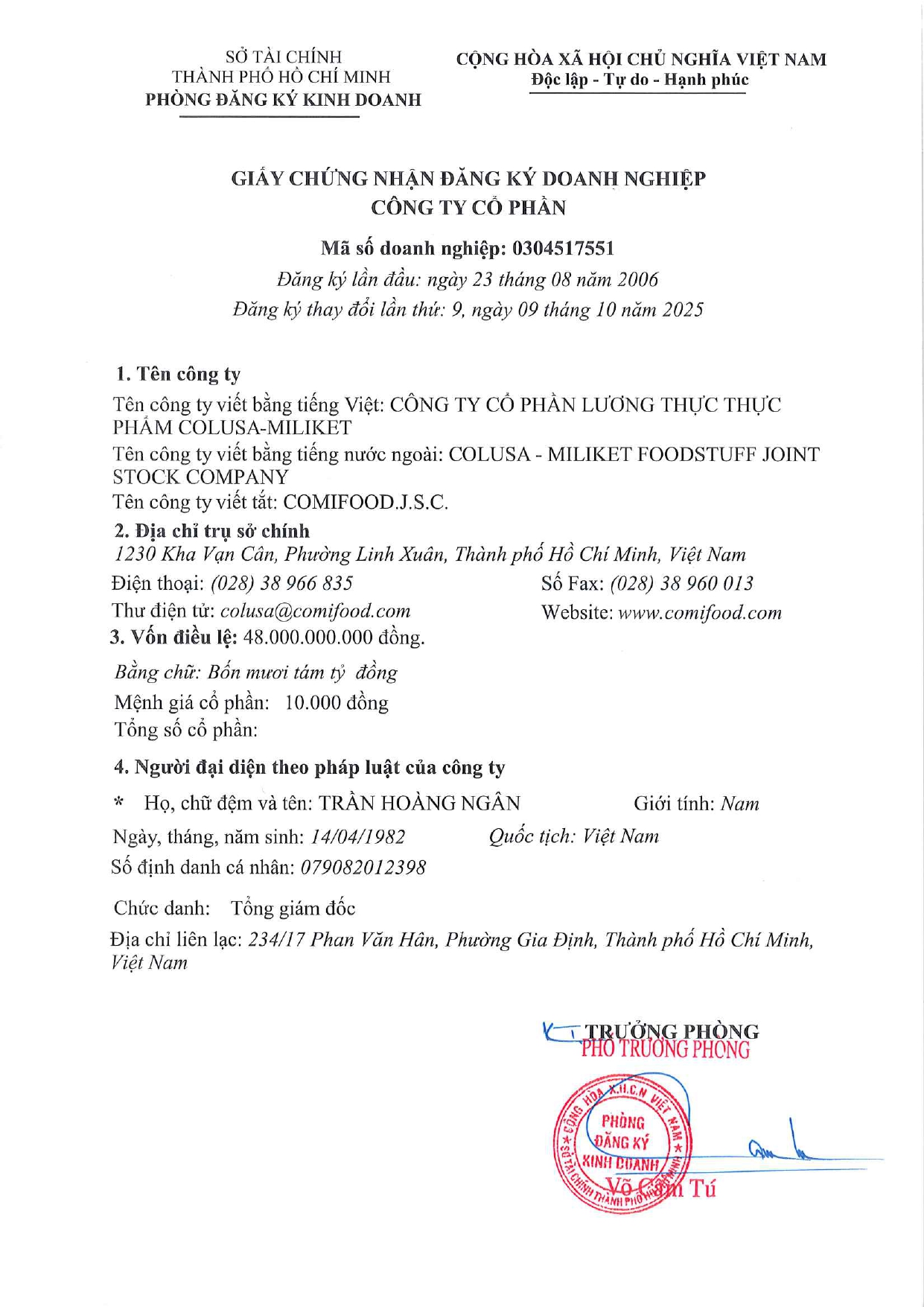 Chứng nhận đăng ký Doanh nghiệp